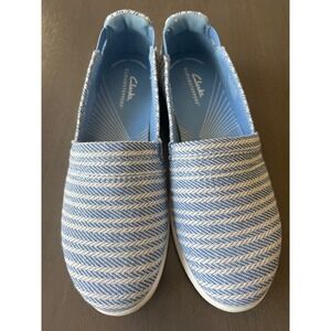 Clarks Cloudsteppers Women's Breeze Step II Slip On Blue White Washable Size 8